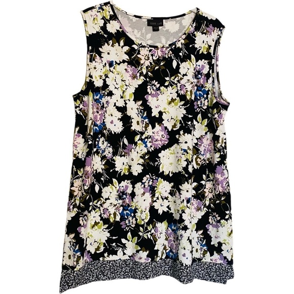 j jill Wearever Collection Sleeveless Top Floral Print Size Medium - Picture 1 of 12